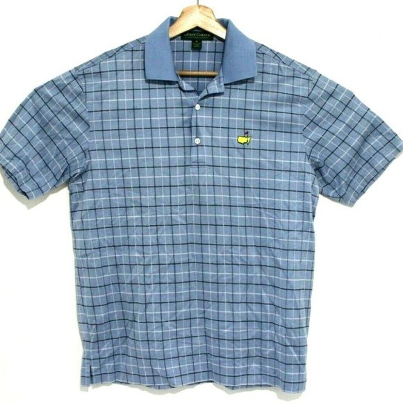 Amen Corner Masters Golf Mens Size Medium Pima Cotton Plaid Polo T-Shirt - Picture 1 of 3